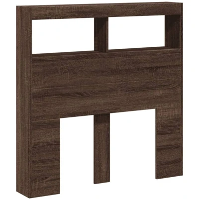 Image of vidaXL Headboard Cabinet with LED Brown Oak 100x17x102 cm