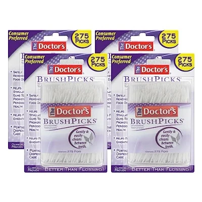 Image of The Doctor&#039;s BrushPicks Interdental Toothpicks, Helps Fight Gingivitis, 1100 Count (4 Pack of 275 Count)