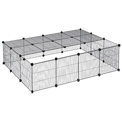 Image of EUGAD rabbit run guinea pig hamster playpen bunny puppy enclosure exercise fence with roof diy black 22 Panels (35x35cm/panel) 147 x 111 37 cm 0012WL