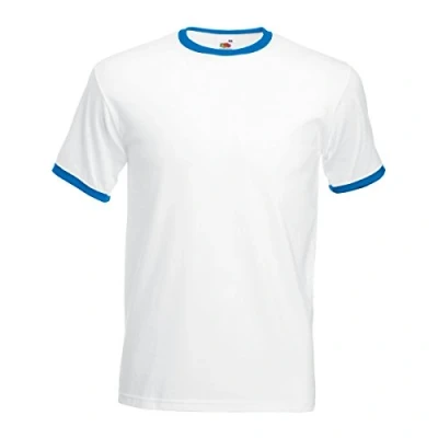 Image of Fruit of the Loom Mens Ringer Short Sleeve T Shirt (2XL) (White/Royal Blue)