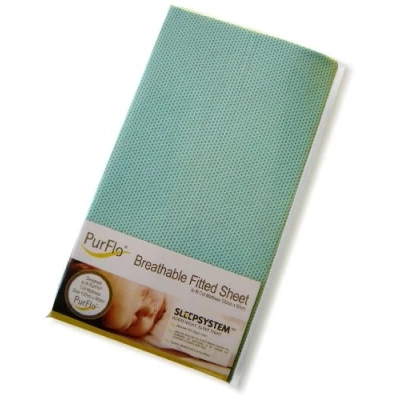 Image of PurFlo Organic Cotton, Breathable Fitted Cot Sheet 120cm x 60cm (Mint)