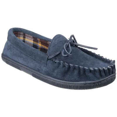 Image of Cotswold Alberta Slip On Moccasin Slippers Mens Navy