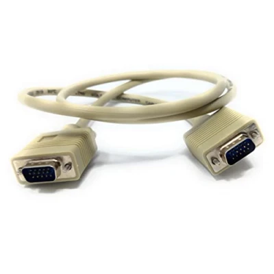 Image of 1m VGA to Cable 15 pin SVGA Male for Monitor Computer PC Laptops TV Projectors Extension Lead, HD15 All Data Pins Connected 3.3ft Beige