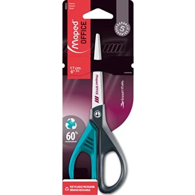 Image of Maped Essentials Green Deco Scissors 17 cm Symmetrical Ergonomic 2D Handles Timeless Design, Trendy Handle Colours