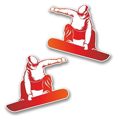 Image of 2 x 10cm Snowboarder Vinyl Sticker Decal Car Snowboard Kids Fun #6306 (10cm Wide 9cm Tall)