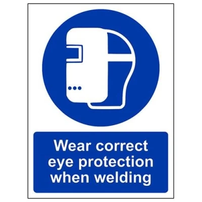 Image of V Safety Wear Correct Eye Protection When Welding PPE Sign 150mm x 200mm 1mm Rigid Plastic