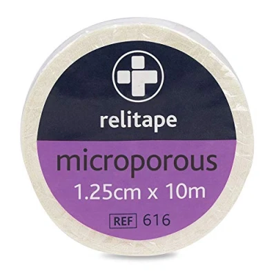 Image of Reliance Medical Relitape Microporous Tape Low Allergy, Non Stretch Paper Tape, Easily Tearable by Hand, Ideal for Sensitive Skin and Dressings, Unboxed Convenient Use, 1.25cm x 10m, Pack of 24
