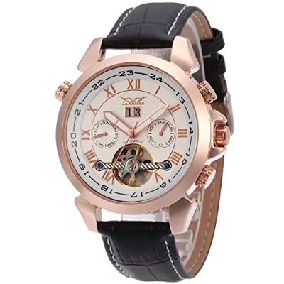 Image of FORSINING Men&#039;s Automatic Tourbillon Calendar Classic Band Wrist Watch JAG057M3R1