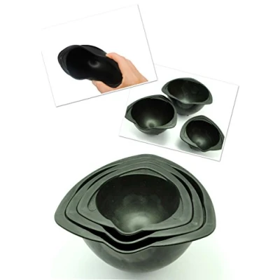 Image of Set x 3 Rubber Investment Mixing Bowl 6&quot; 5&quot; 4&quot;. (S7362) Free UK Postage