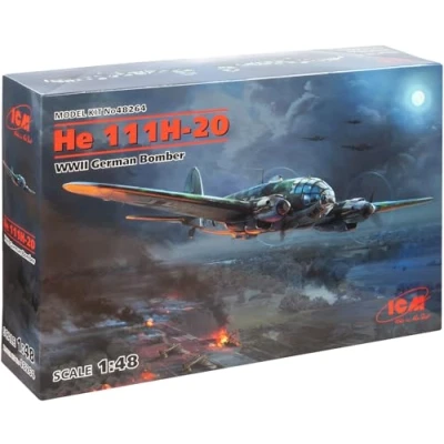 Image of ICM ICM48264 1:48 He 111H 20, WWII German Bomber, Red