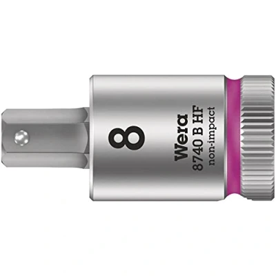 Image of Wera 8740 B HF Zyklop In Hex Plus holding function bit socket, 3/8&quot; drive, 8x38.5mm, 05003039001 , Pink