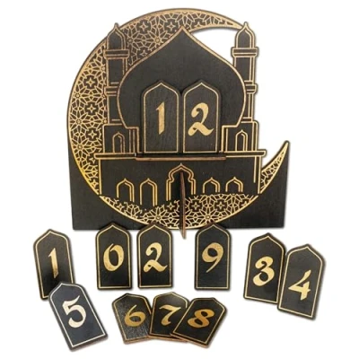 Image of Papierdrachen Ramadan Countdown Wood for Standing Black Varnished Decoration Sugar Festival Set 02
