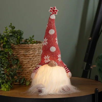 Image of 30cm Battery Operated Light up Christmas Standing Gonk Decoration in Red