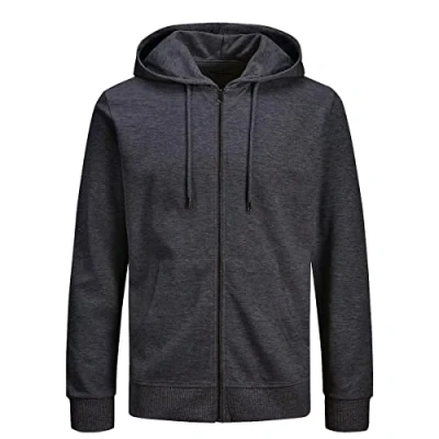 Image of JACK &amp; JONES Herren JJEBASIC Sweat Zip Hood, Dark Grey Melange/REG, XXXL