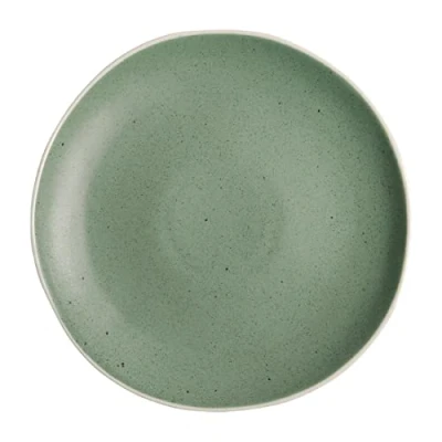 Image of Olympia Chia Plates in Green Porcelain Uneven Edge 270(пїЅ) mm 6 pc