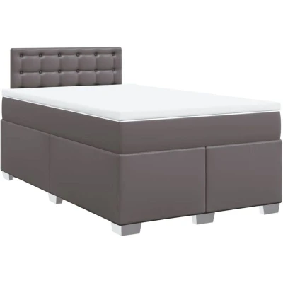 Image of vidaXL Box Spring Bed with Mattress Grey 120x190 cm Small Double Faux Leather