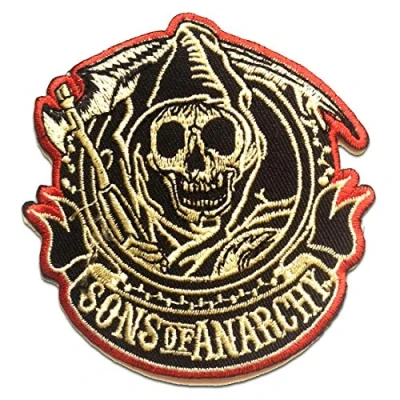 Image of Son of Anarchy Iron on Patches Adhesive Emblem Stickers Appliques, Size: 3.15 x 3.23 inches