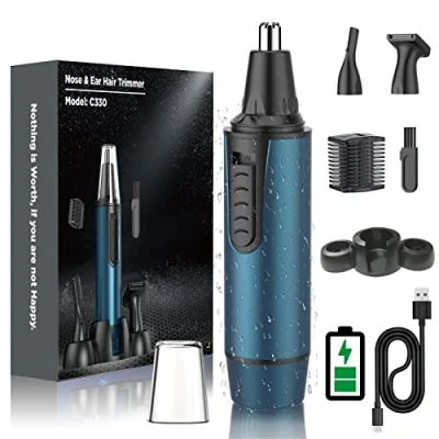 Image of Nose Hair Trimmer for Men 2024 Painless Rechargeable Nasal Trimmers Men,Professional with IPX7 Waterproof,Dual Edge Blades Easy Cleansing