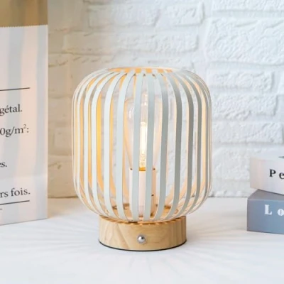 Image of JHY DESIGN Touch Bedside Table Lamp Metal Cage LED Lantern Wireless with Bulb Cordless Accent for Weddings Parties Patio Events Indoors Outdoors(Cylinder)