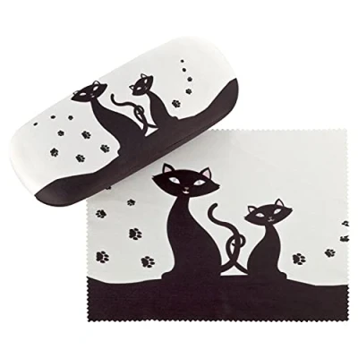 Image of VON LILIENFELD Glasses Case Black Cats Present Cleaning Cloth Spectacle Cases Lightweight Stable