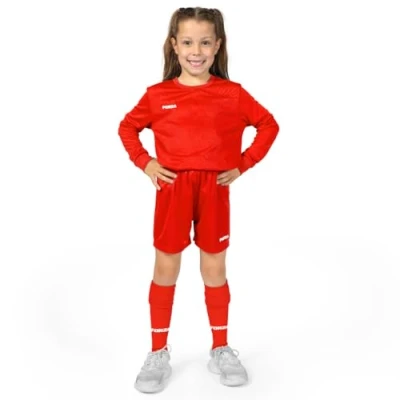 Image of FORZA Kids&#039; Classic Long Sleeve Football Kit Comfortable Durable Uniform for Young Players (Red, Age 11 12)