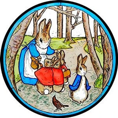 Image of HENSITA Static Window Cling in Beatrix Potter&#039;s Mrs Bunny and Peter the Woods Design