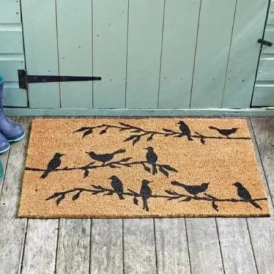 Image of Garden Mile Decoir Doormat Door Mats Natural Look Slip Resistant PVC Backing Safe Anti Indoor Outdoor Use (Bird Song)