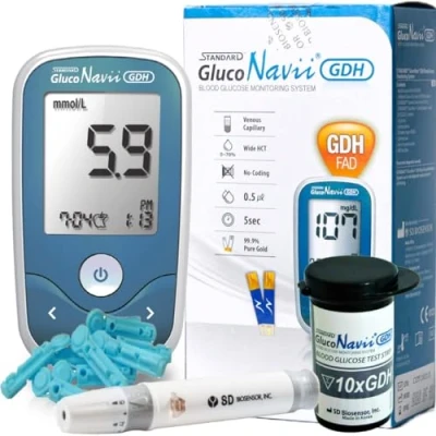 Image of GlucoNavii Blood Glucose Meter, Diabetes Monitoring Tester, Sugar Testing Kit with Strips, Lancets, Lancing Device, Case and More