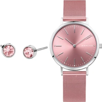 Image of BERING Women&#039;s Watch Quartz Movement Charity Collection with Stainless Steel and Sapphire Crystal 14134 999 GWP , Pink