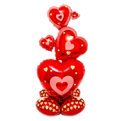 Image of amscan 4373111 Airloonz: Stacking Hearts Foil Balloon P70 (25&quot;/63Cmx 55&quot;/139Cm)