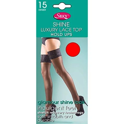 Image of Silky Womens/Ladies Shine Lace Top Hold Ups (1 Pair) (Medium (5ft 5ft8)) (Red)