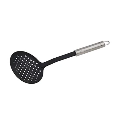 Image of FACKELMANN 44313 Straining Spoon, Plastic, Multi Colour, 33 x 11 5.5 cm, Black