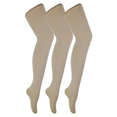 Image of Sock Snob 3 Pair Multipack Womens Coloured Opaque 80 Denier Tights Plain Block Colour (M, Natural)