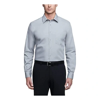Image of Van Heusen Men&#039;s Dress Shirt Regular Fit Poplin Solid, Grey Stone, 15&quot; Neck 34&quot; 35&quot; Sleeve