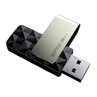 Image of Silicon Power USB Flash Drive 256GB, B30 Blaze, Swivel Style, up to 150 Mb/s, Black