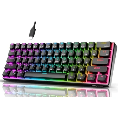 Image of RK ROYAL KLUDGE RK61 Wired 60% Mechanical Gaming Keyboard RGB Backlit Ultra Compact Hot Swappable Red Switch Black