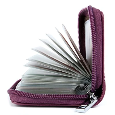 Image of AirZyx Credit Card Holders Women Ladies Leather Wallets for 26 Slots RFID Protector (Purple)
