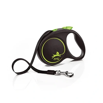 Image of Flexi Black Design Tape Green Medium 5m Retractable Dog Leash/Lead for dogs up to 25kgs/55lbs