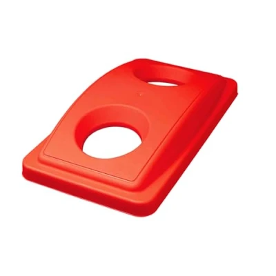 Image of Chabrias Ltd Slim Bin Lids Red Plastic Bottle 2 Hole UK Made Colour Coded Recycling for Slimline Bins Durable, Easy Fit Waste Segregation Management Systems