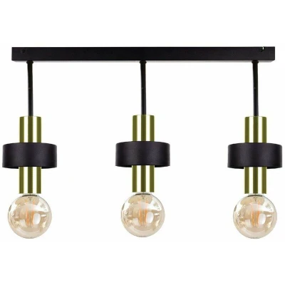 Image of Unica Ceiling Spotlight Bar Black, Gold, 60cm, 3x E27