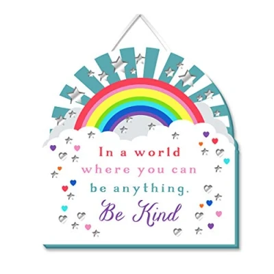 Image of More Than Words In A World Where You Can Be Anything Kind Hanging Plaque With Ribbon Gift