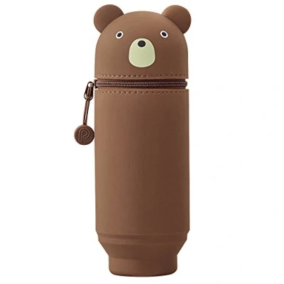 Image of LIHIT LAB Kawaii Japanese Bear Large Stand Up Pencil Case for School Office College, Cute Supplies, Animal Pen Holder Pouch Girls, Artist Case, (A7714 1)