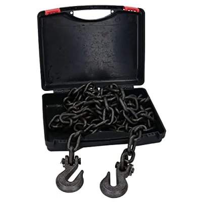 Image of AB Tools 4mtr 8mm Tow Towing Recovery Chain Grab Hooks 1770kg Working Load + Case