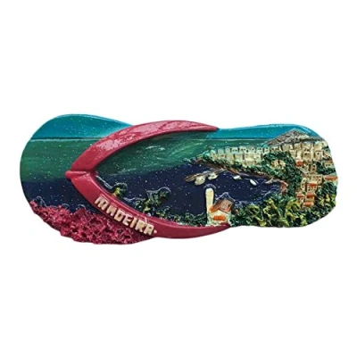 Image of 3D Madeira Portugal Souvenir flip flops shaped fridge magnet,Home &amp; kitchen decoration refrigerator magnet