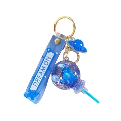 Image of ZDHC Blue Whale Floating Keychain Cute Kawaii Motion Liquid Quicksand Sea Animal Keyring Bag Backpack Pendant for Women Girl