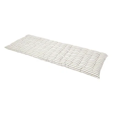 Image of HOMESCAPES Grey &amp; White Stripe Garden Bench Cushion 3 Seater Seat Pad for Patio Furniture Kitchen or Dining Indoor Outdoor Use Comfortable 100% Cotton Thick 143 cm Wide