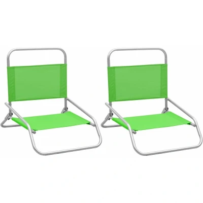Image of vidaXL Folding Beach Chairs 2 pcs Green Fabric
