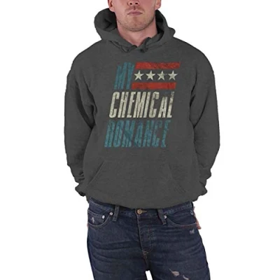Image of My Chemical Romance Hoodie Raceway logo Official Mens Charcoal Grey Pullover M
