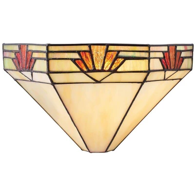 Image of Nevada 1 Light Indoor Wall Uplighter Dark Bronze with Tiffany Glass, E14