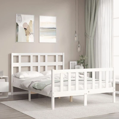 Image of vidaXL Bed Frame without Mattress White 140x190 cm Solid Wood Pine